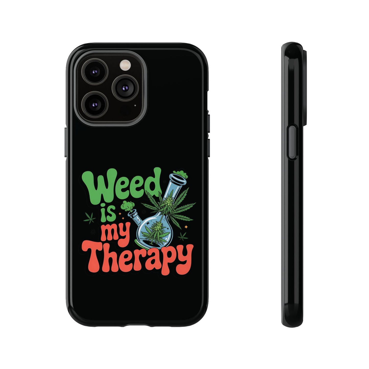 Phone Case — "Weed Is My Therapy" Retro Cannabis Design
