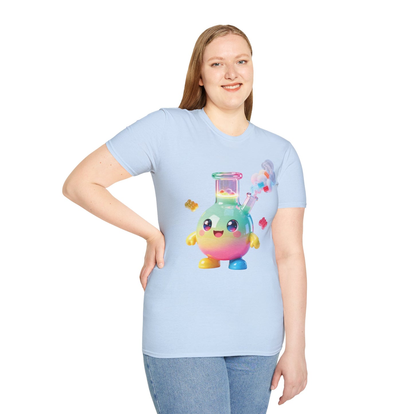 Kawaii Rainbow Bong Tee — Cute Colorful Character T-Shirt