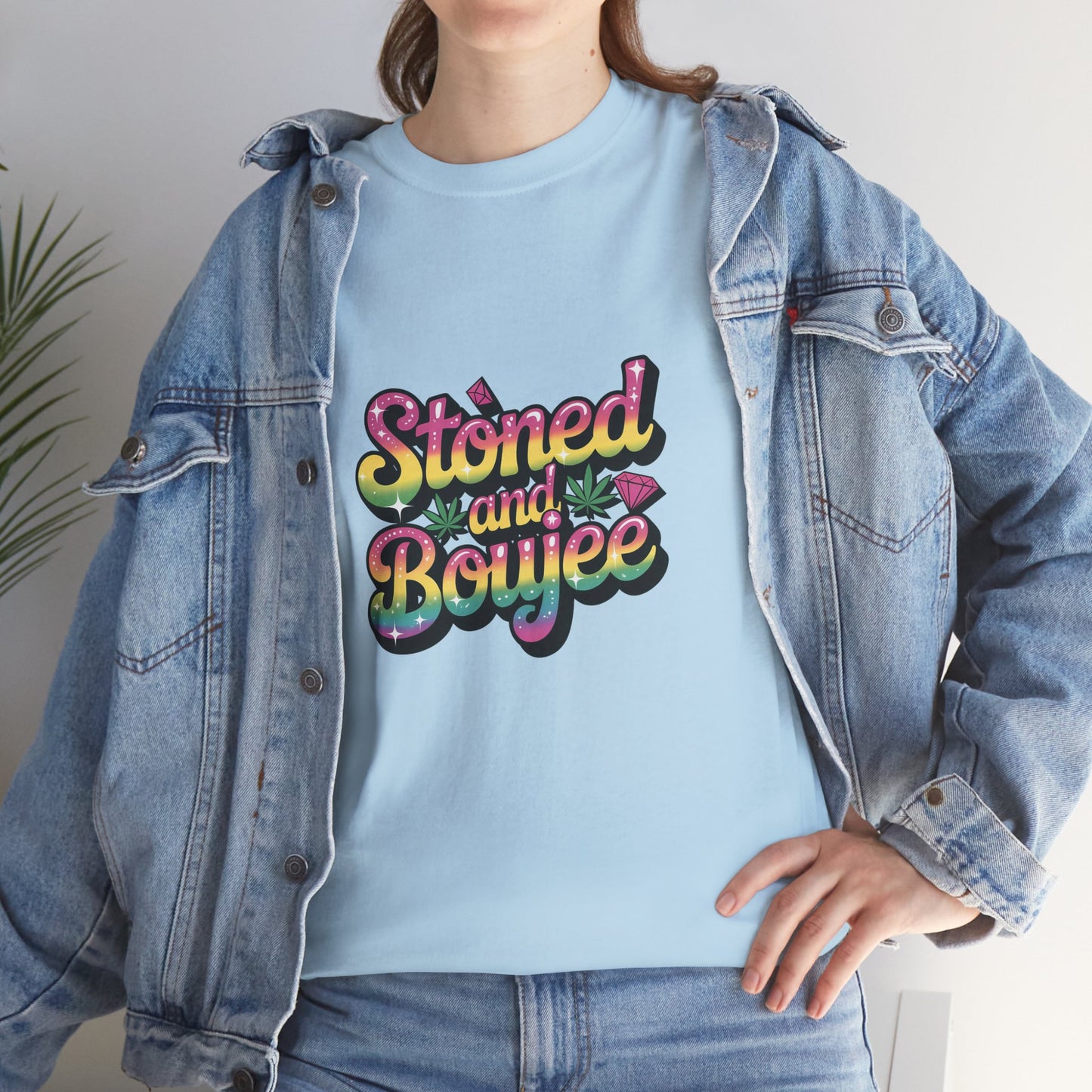 T-Shirt — "Stoned and Boujee" Colorful Retro Graphic Tee