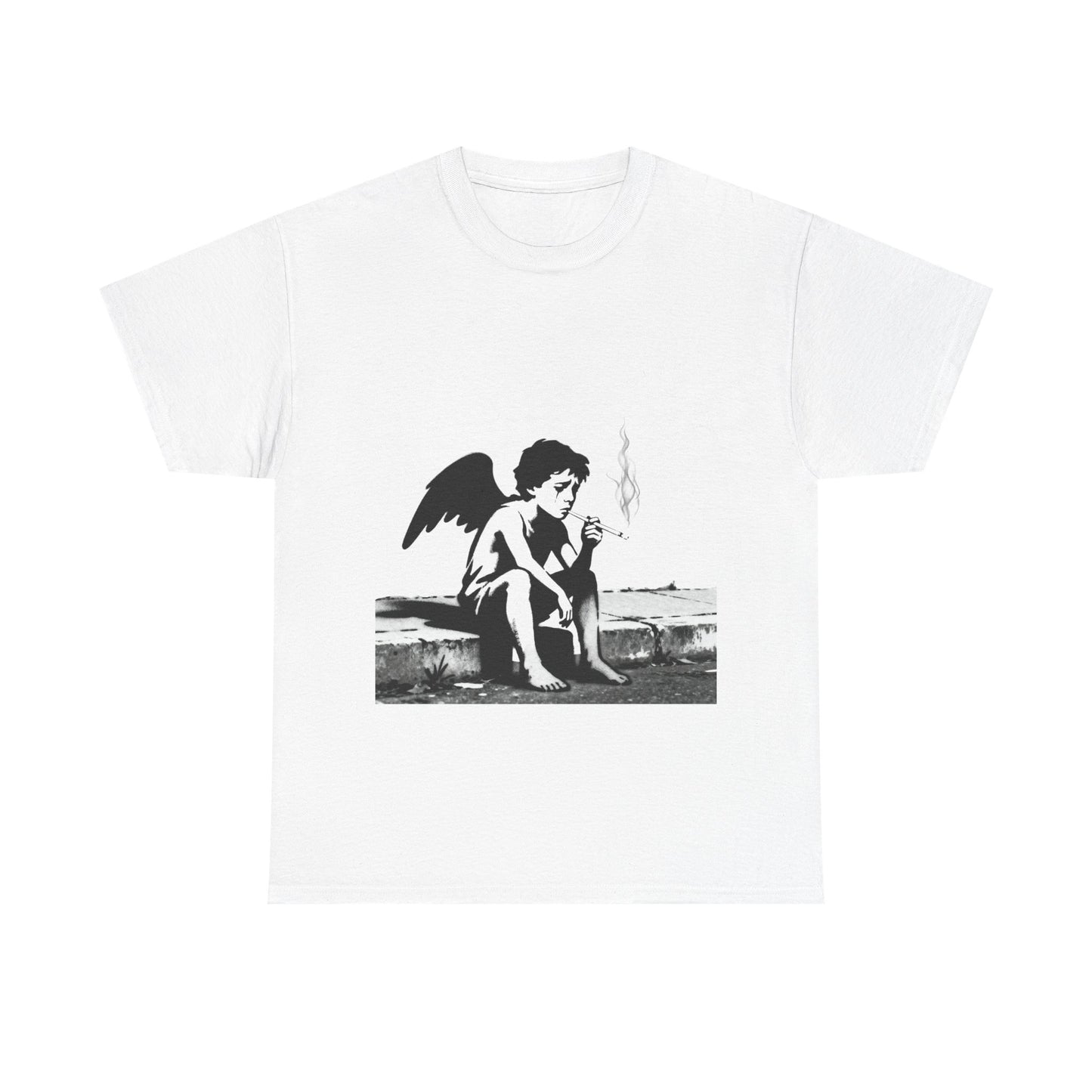 Angel Smoking Graphic Tee — Vintage Cherub Streetwear T-Shirt