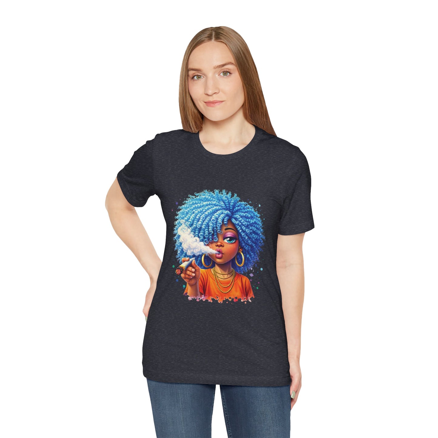 Afro Puff Vibes T-Shirt — Cool Blue Hair Graphic Tee