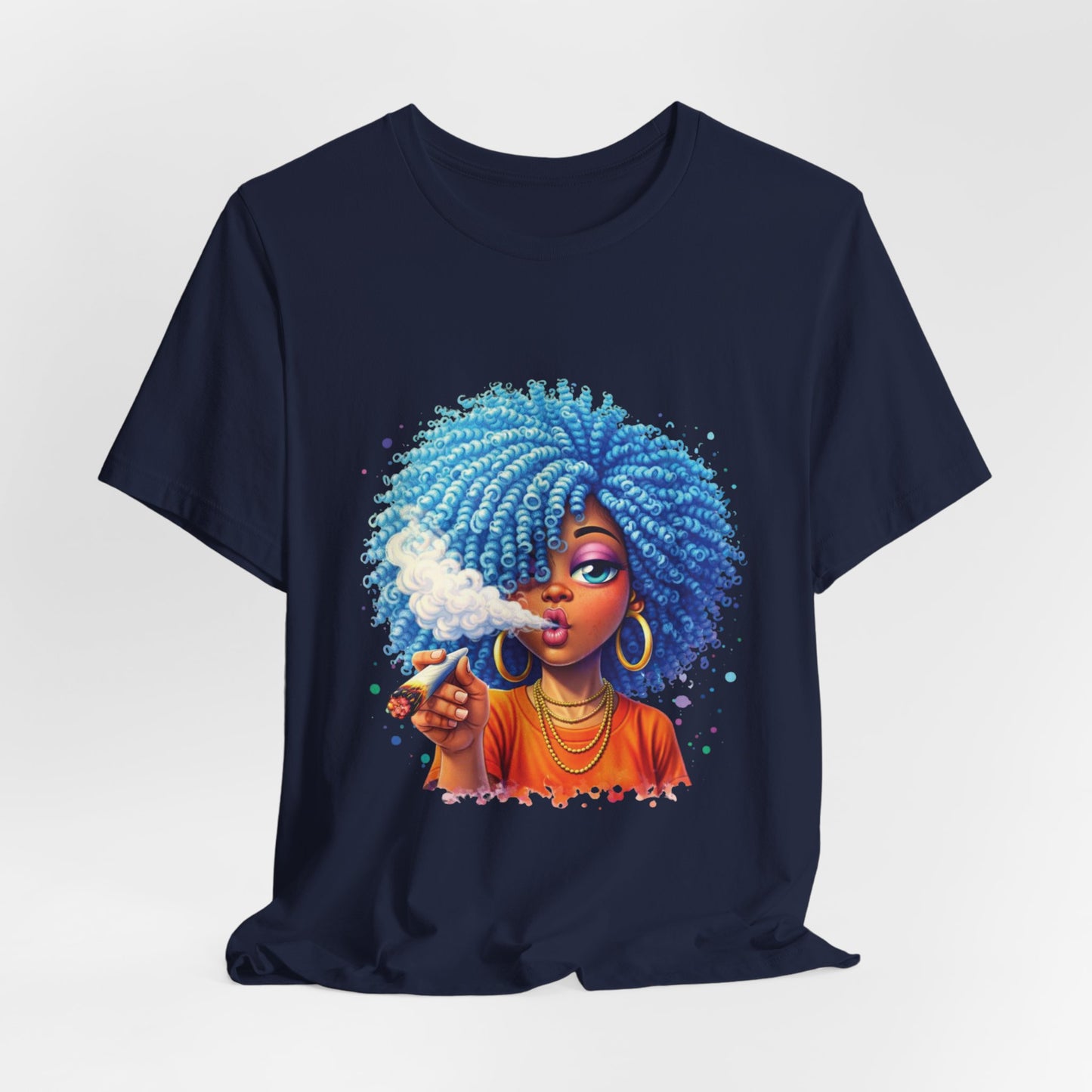 Afro Puff Vibes T-Shirt — Cool Blue Hair Graphic Tee