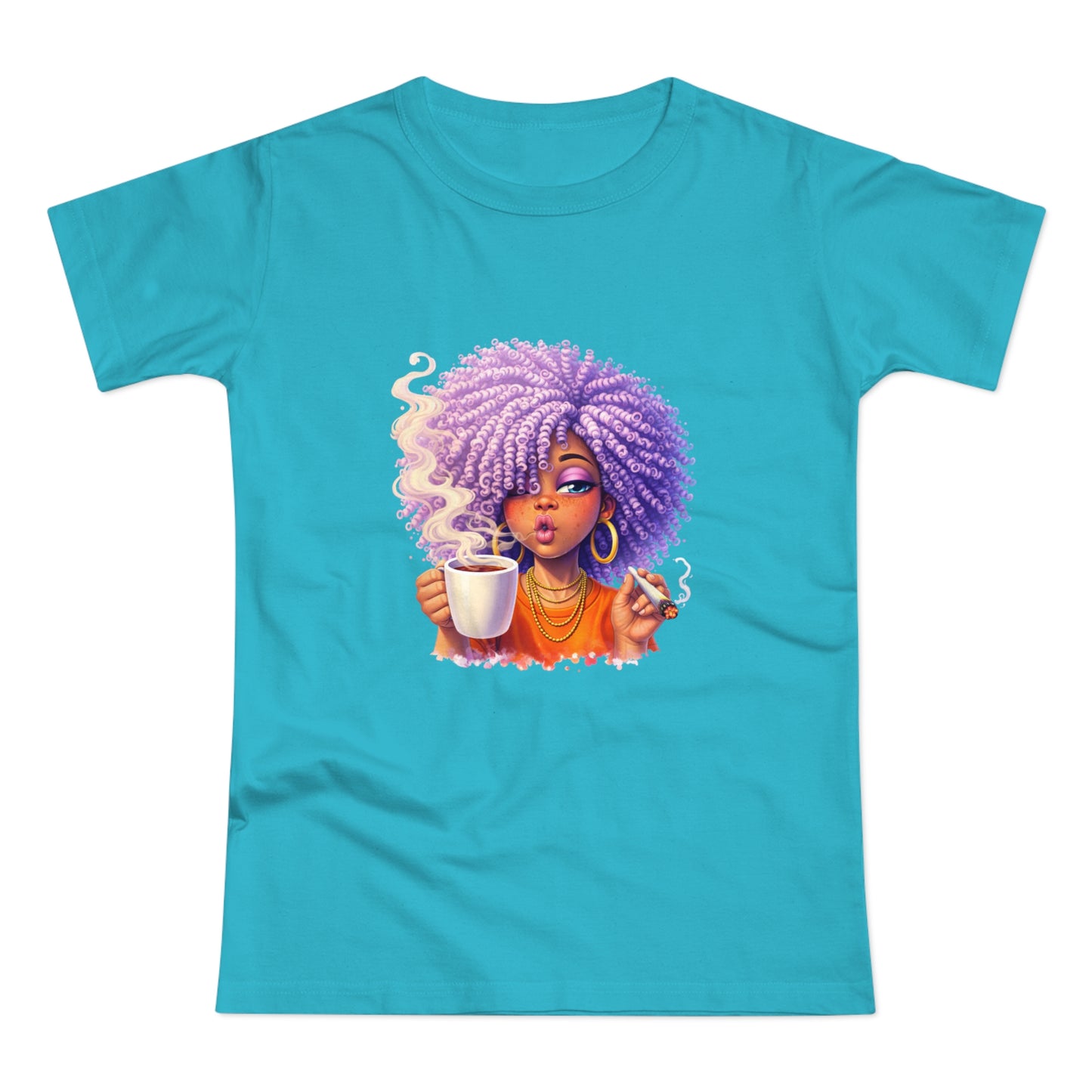 Women's T-Shirt — Afro Puff Coffee Girl Graphic Tee