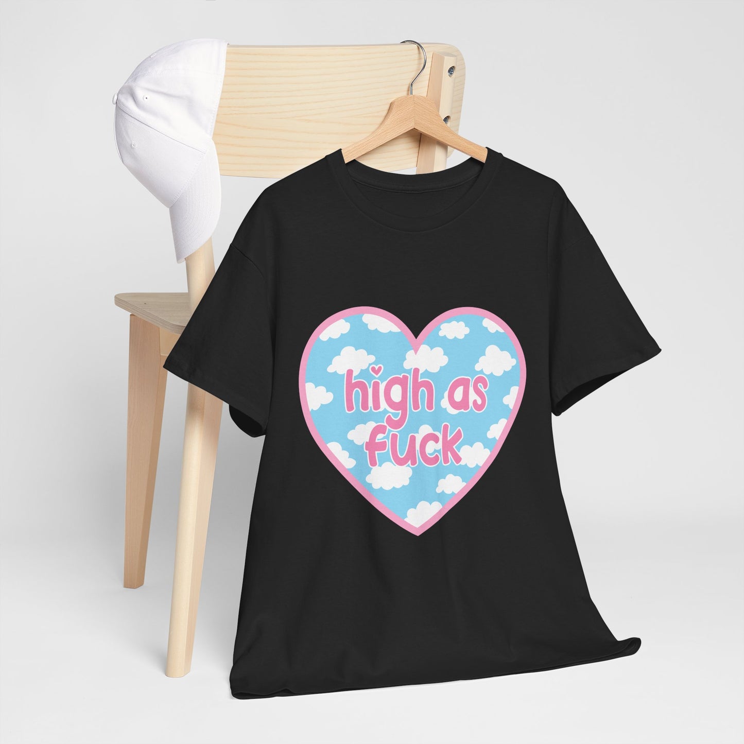High as F*** Heart Tee — Cute Pastel Cloud Graphic T-Shirt