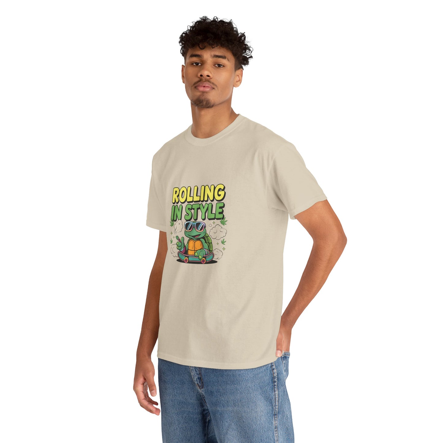 Rolling in Style Turtle T-Shirt — Cute Cartoon Turtle Graphic Tee