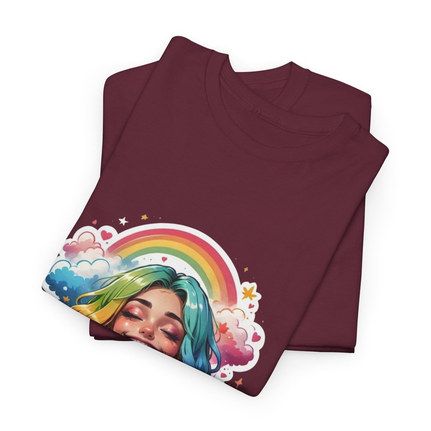 Rainbow Girl T-Shirt — Colorful Smiling Portrait Tee