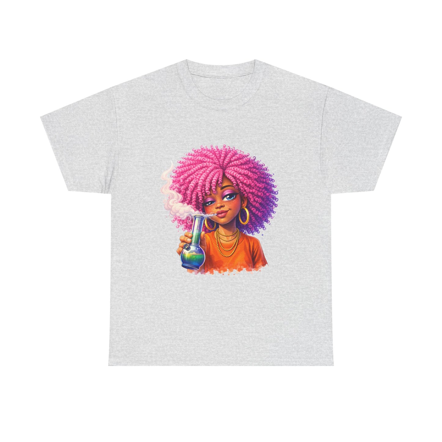 Pink Afro Girl Graphic Tee — Colorful Sassy Retro Portrait T‑Shirt