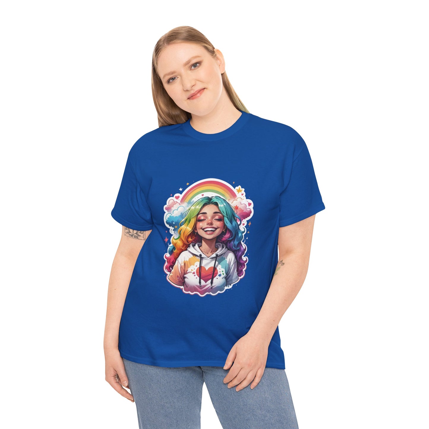 Rainbow Girl T-Shirt — Colorful Smiling Portrait Tee