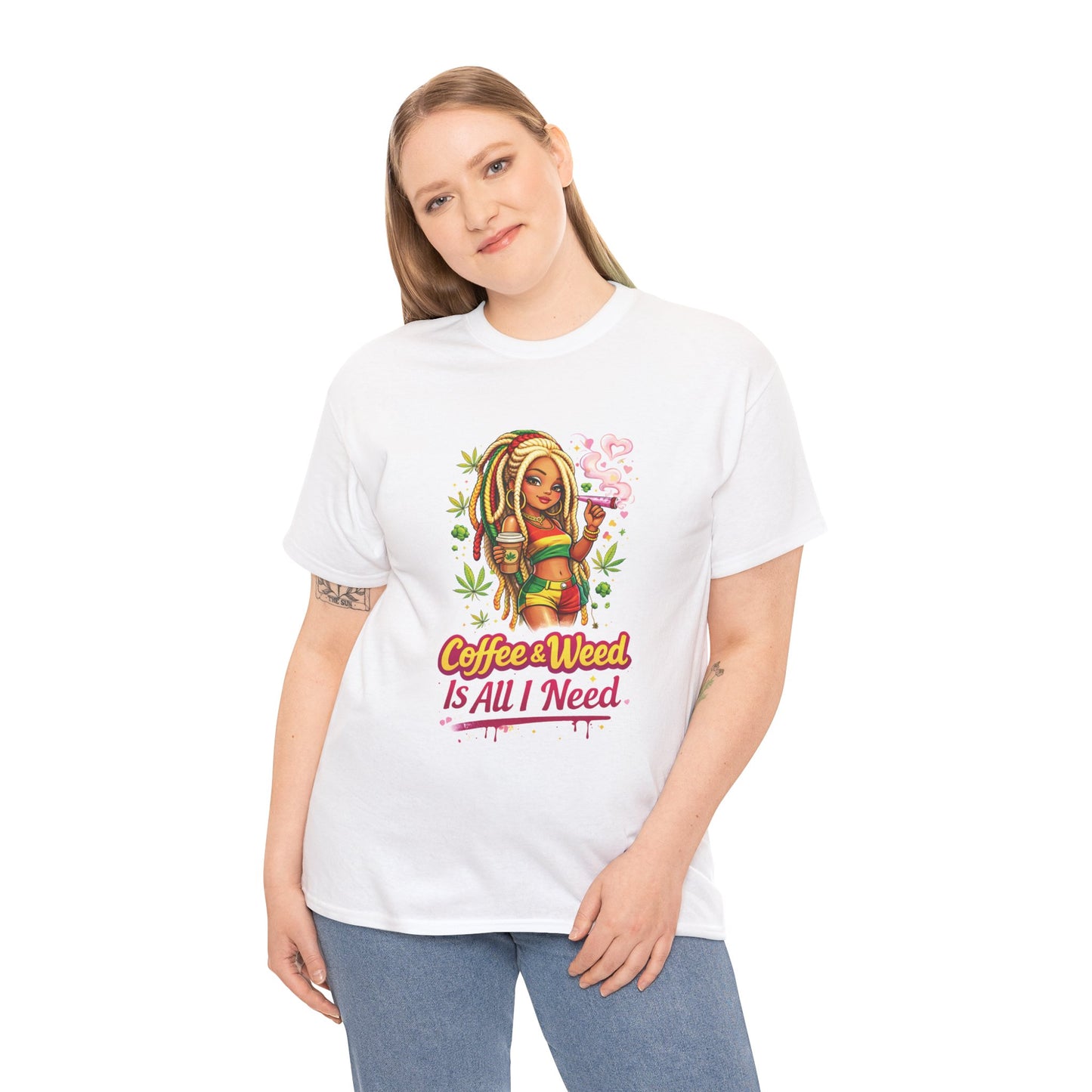 T-Shirt — "Coffee & Weed Is All I Need" Rasta Vibe Graphic Tee