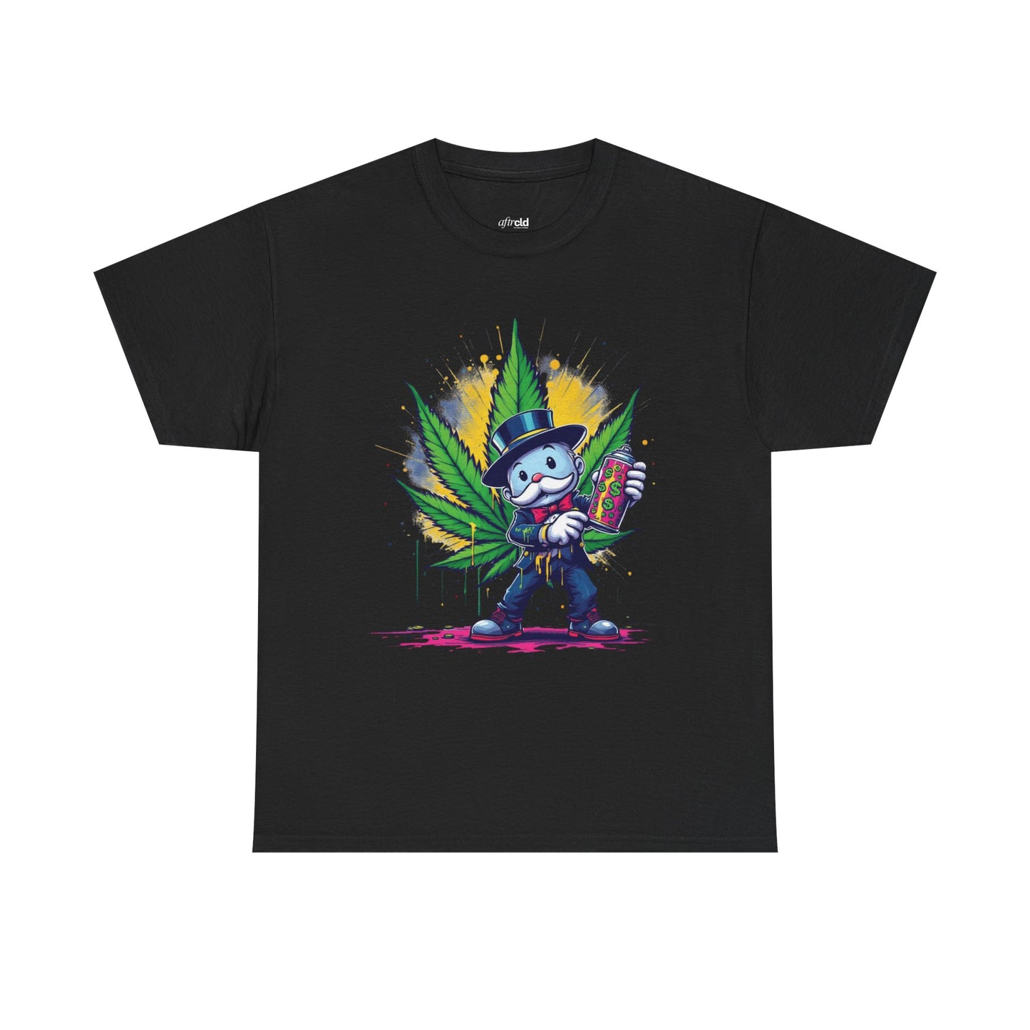 Cute Stoner Holiday Tee with Leaf and Spray Can