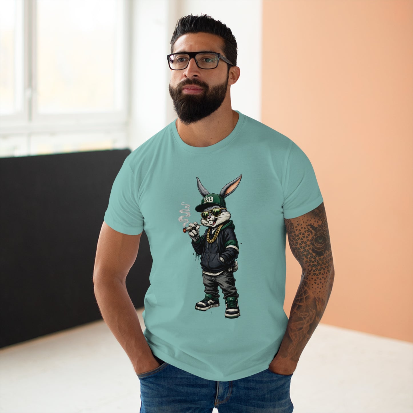 Streetwear Bunny Graphic T‑Shirt — Cool Hip Hop Rabbit Design