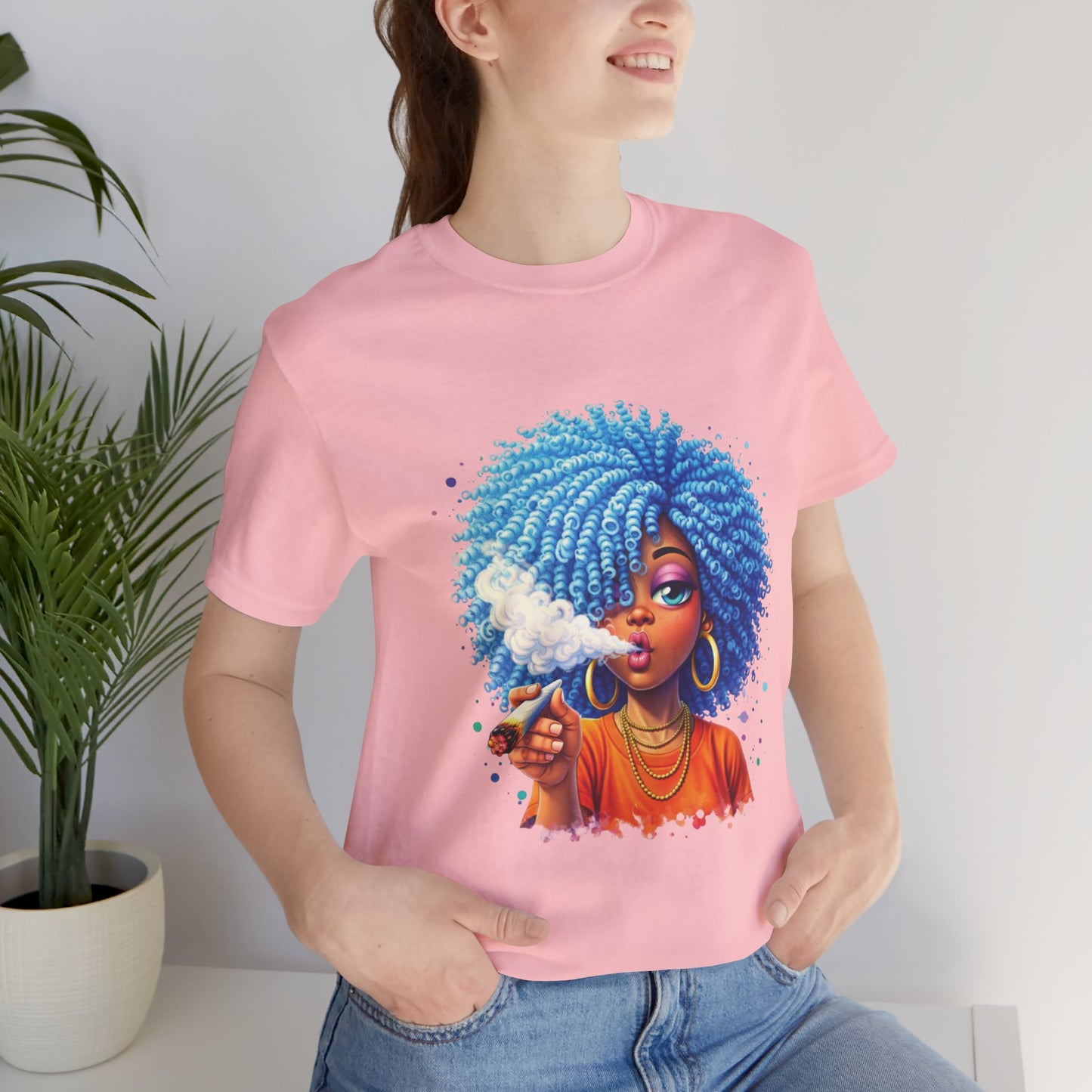 Afro Puff Vibes T-Shirt — Cool Blue Hair Graphic Tee