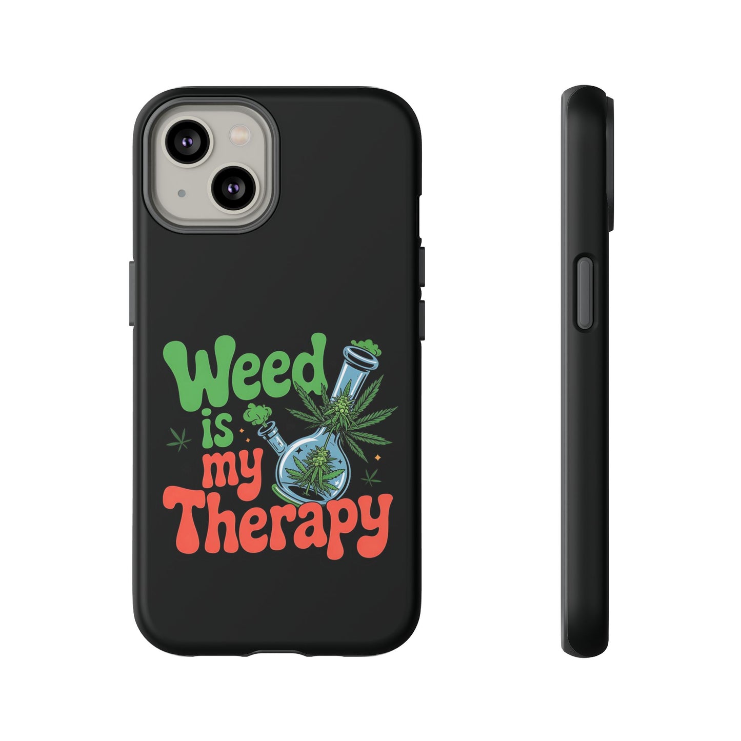 Phone Case — "Weed Is My Therapy" Retro Cannabis Design
