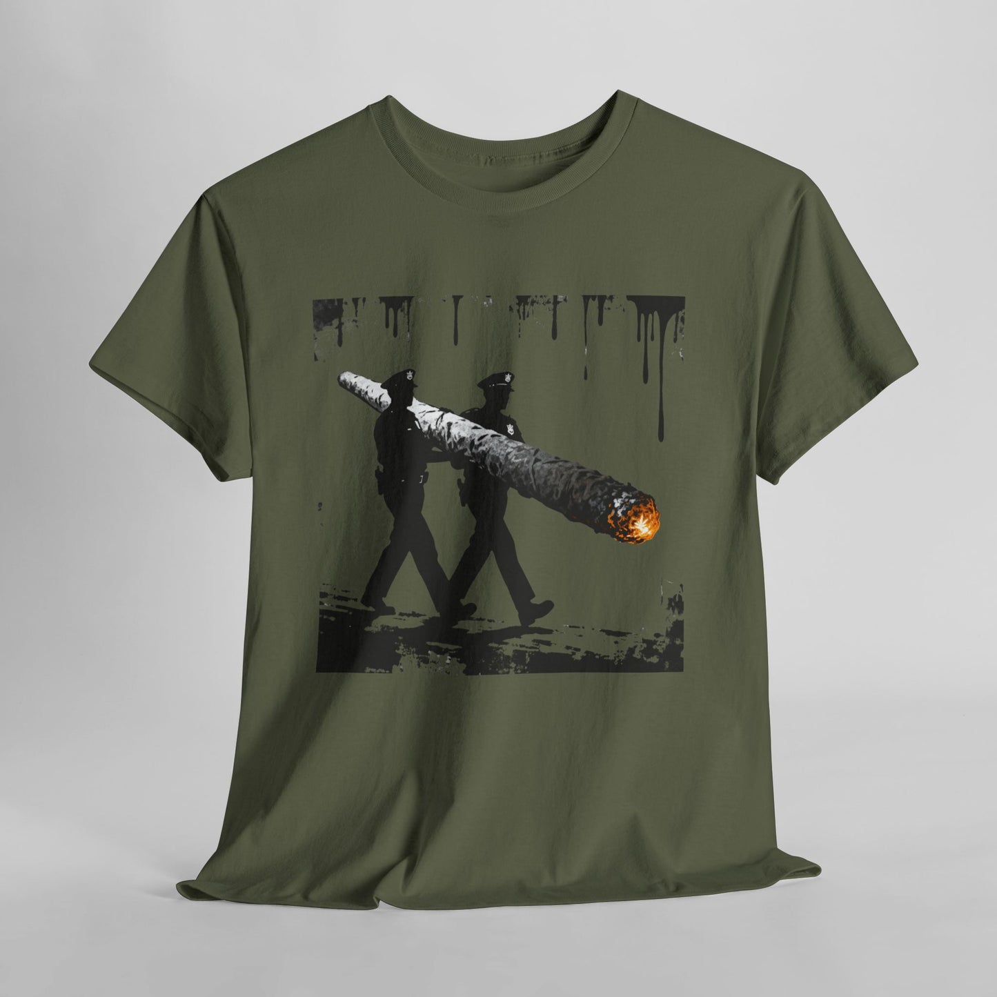 Graphic Tee — Police Carrying a Giant Burning Cigar Street Art Design