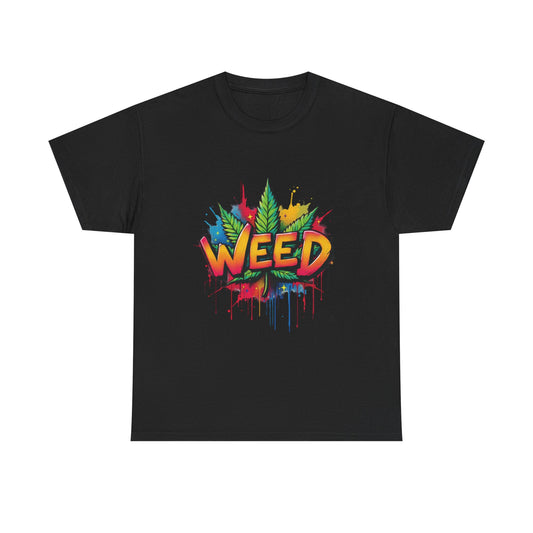 Weed Graffiti T-Shirt — Colorful 420 Leaf Street Art Tee