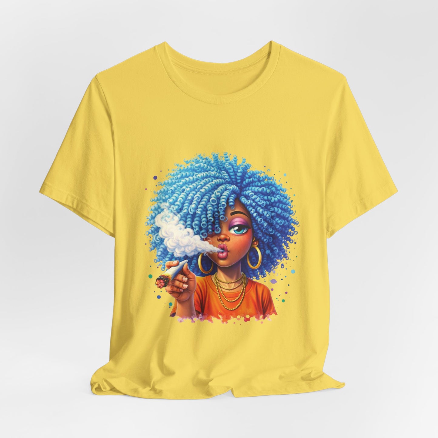 Afro Puff Vibes T-Shirt — Cool Blue Hair Graphic Tee