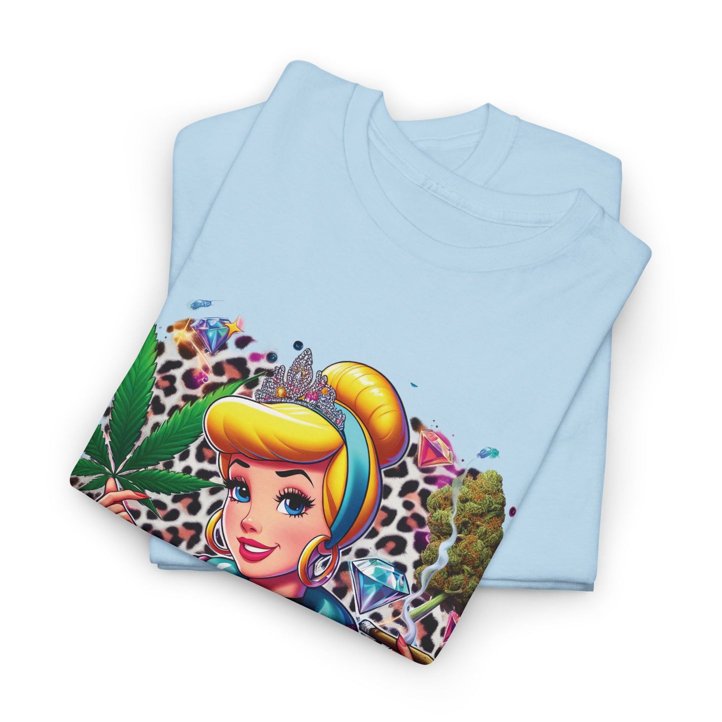 Cinderella Stoner Graphic Tee — Retro Princess Smoking Weed Art Shirt