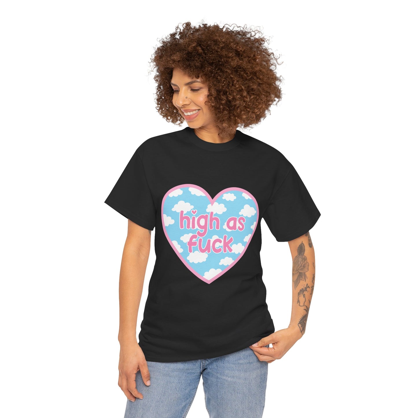 High as F*** Heart Tee — Cute Pastel Cloud Graphic T-Shirt