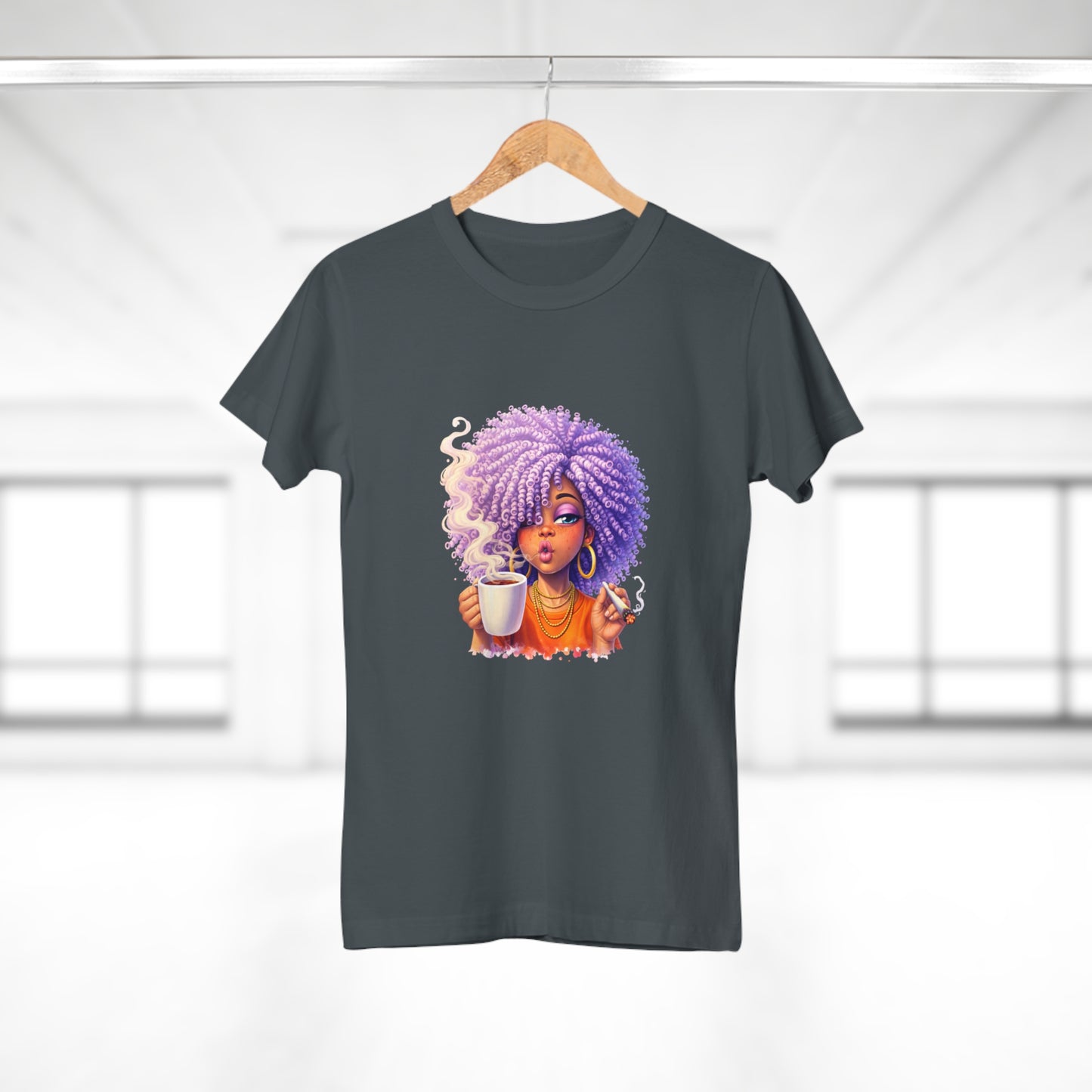 Women's T-Shirt — Afro Puff Coffee Girl Graphic Tee