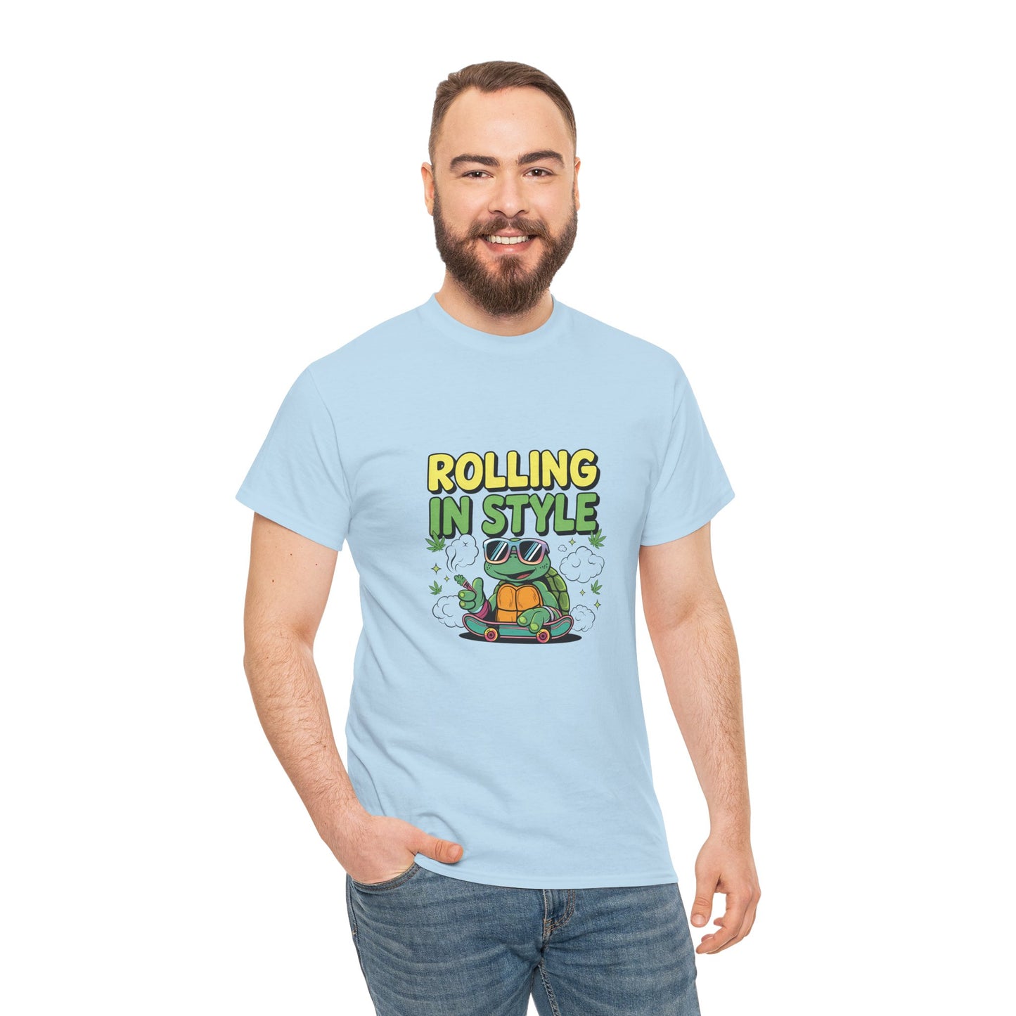 Rolling in Style Turtle T-Shirt — Cute Cartoon Turtle Graphic Tee