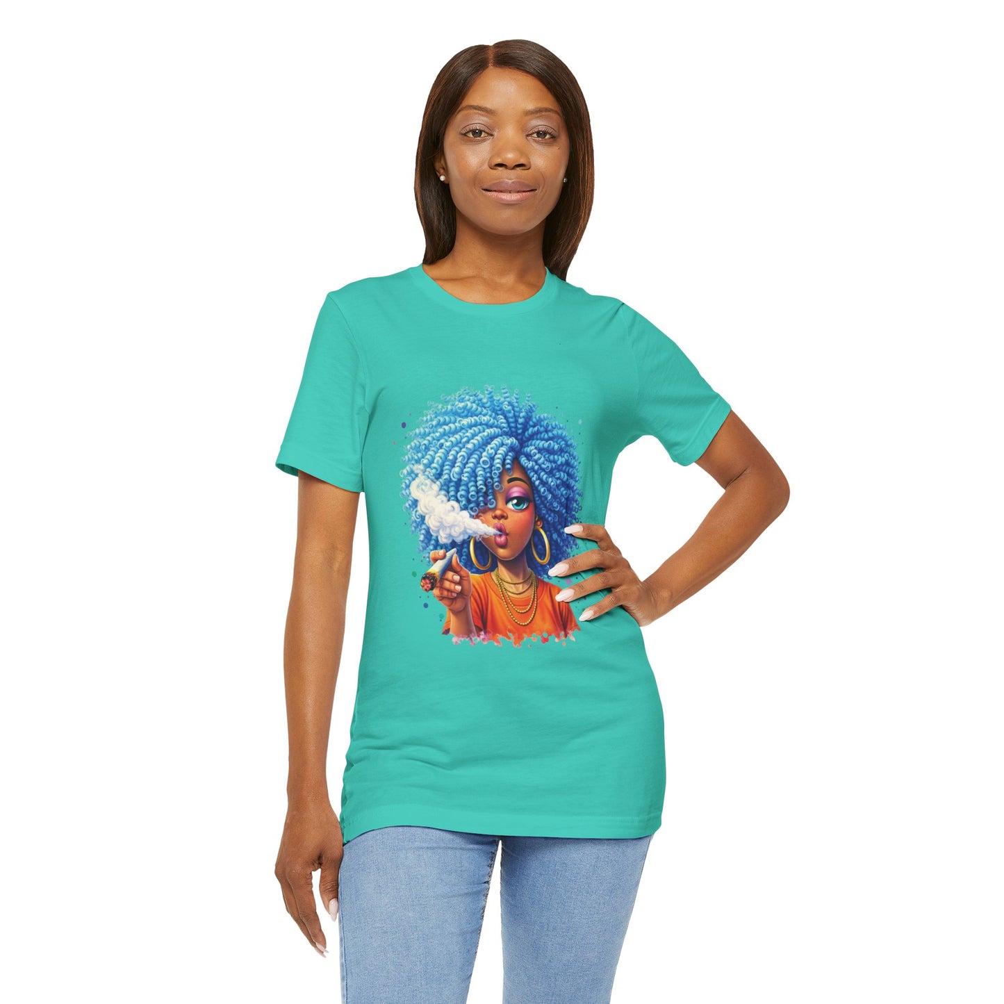 Afro Puff Vibes T-Shirt — Cool Blue Hair Graphic Tee