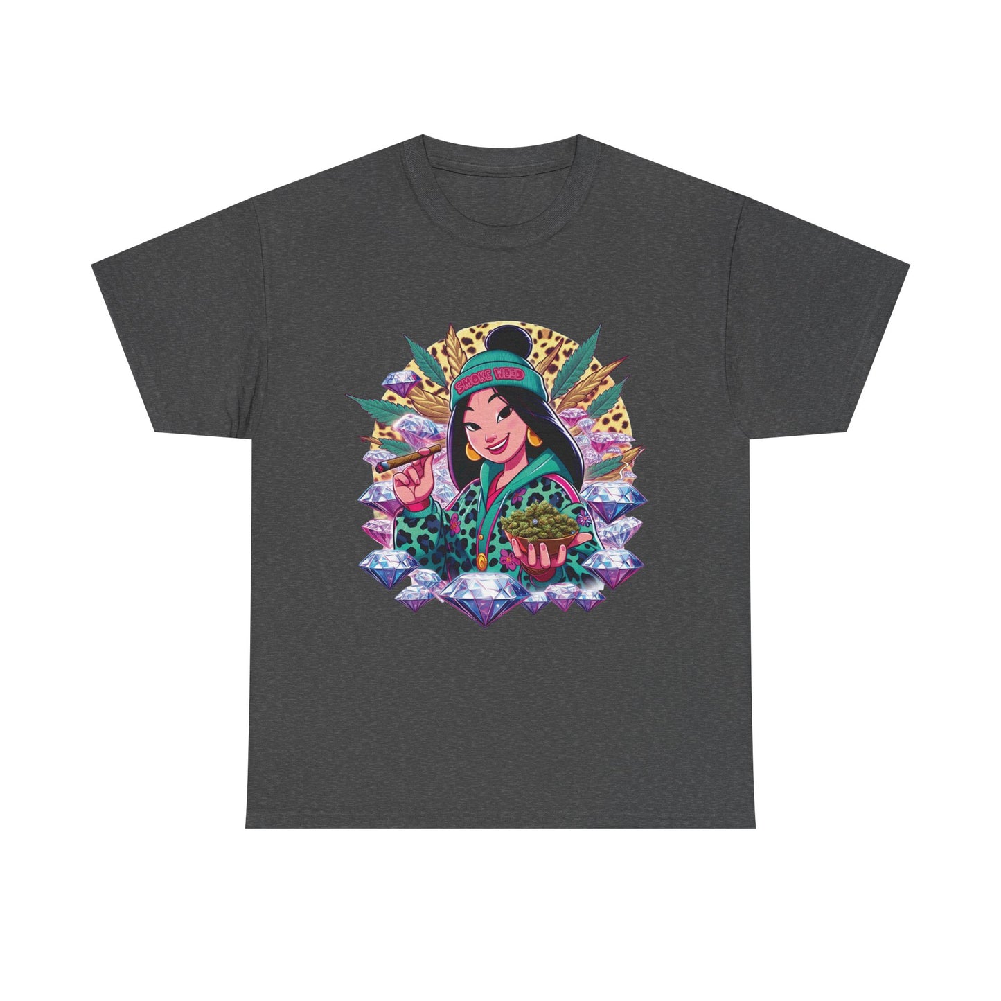 Mulan Floral Portrait T‑Shirt — Vibrant Asian Princess Illustration Tee
