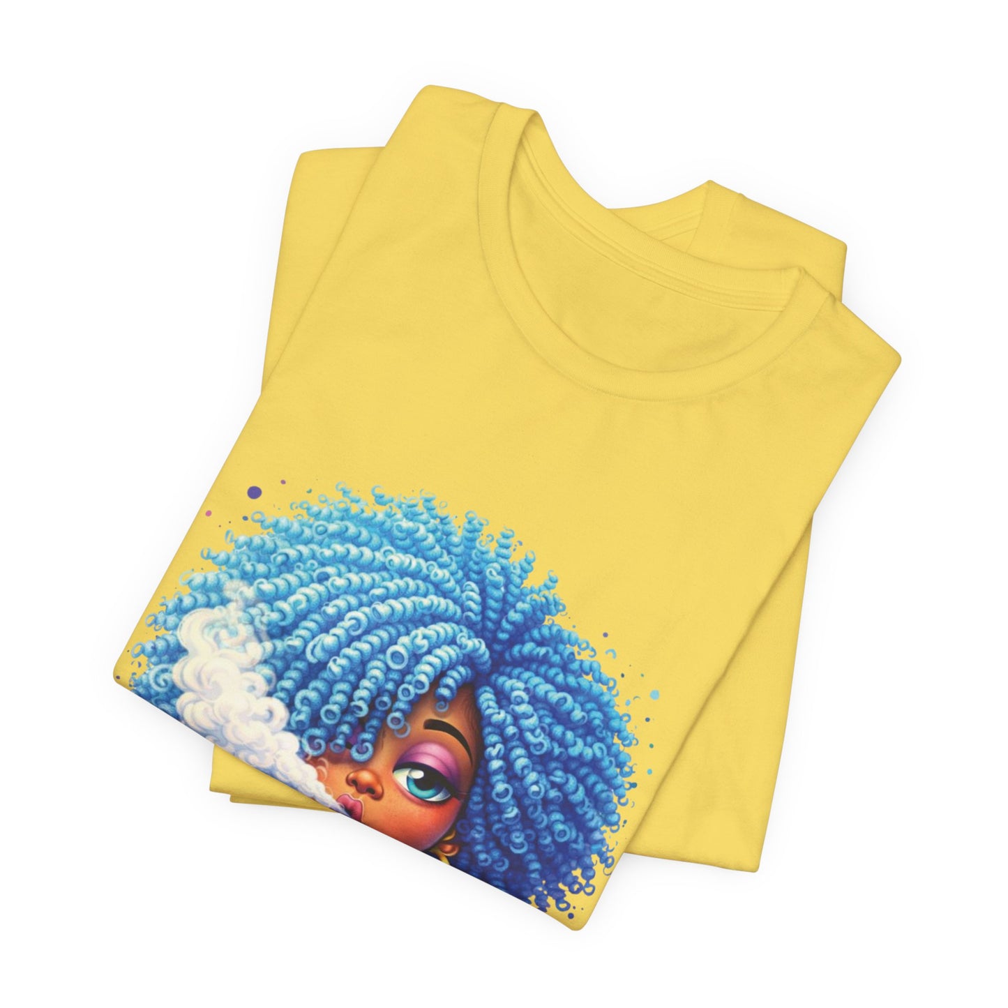 Afro Puff Vibes T-Shirt — Cool Blue Hair Graphic Tee