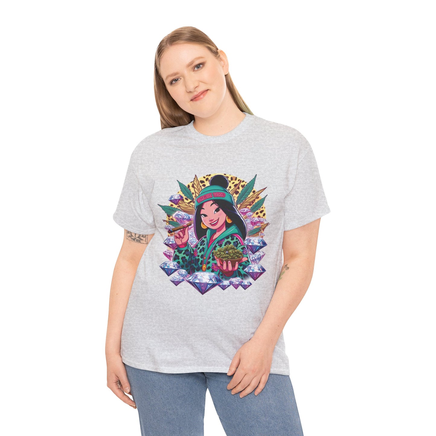 Mulan Floral Portrait T‑Shirt — Vibrant Asian Princess Illustration Tee
