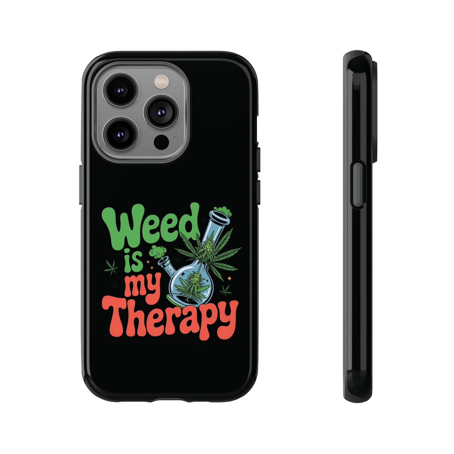 Phone Case — "Weed Is My Therapy" Retro Cannabis Design
