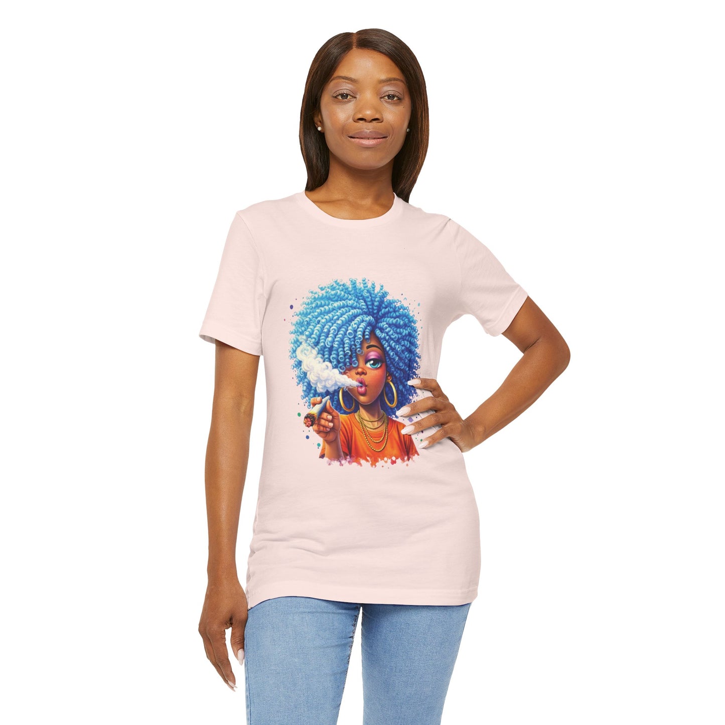 Afro Puff Vibes T-Shirt — Cool Blue Hair Graphic Tee