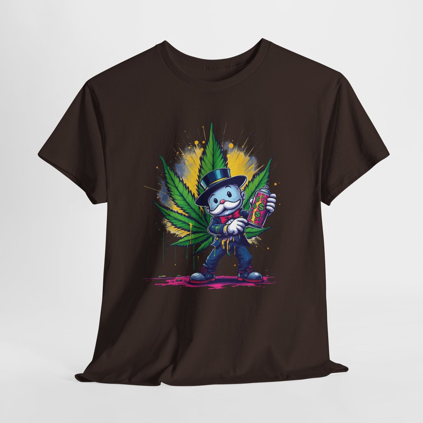 Cute Stoner Holiday Tee with Leaf and Spray Can