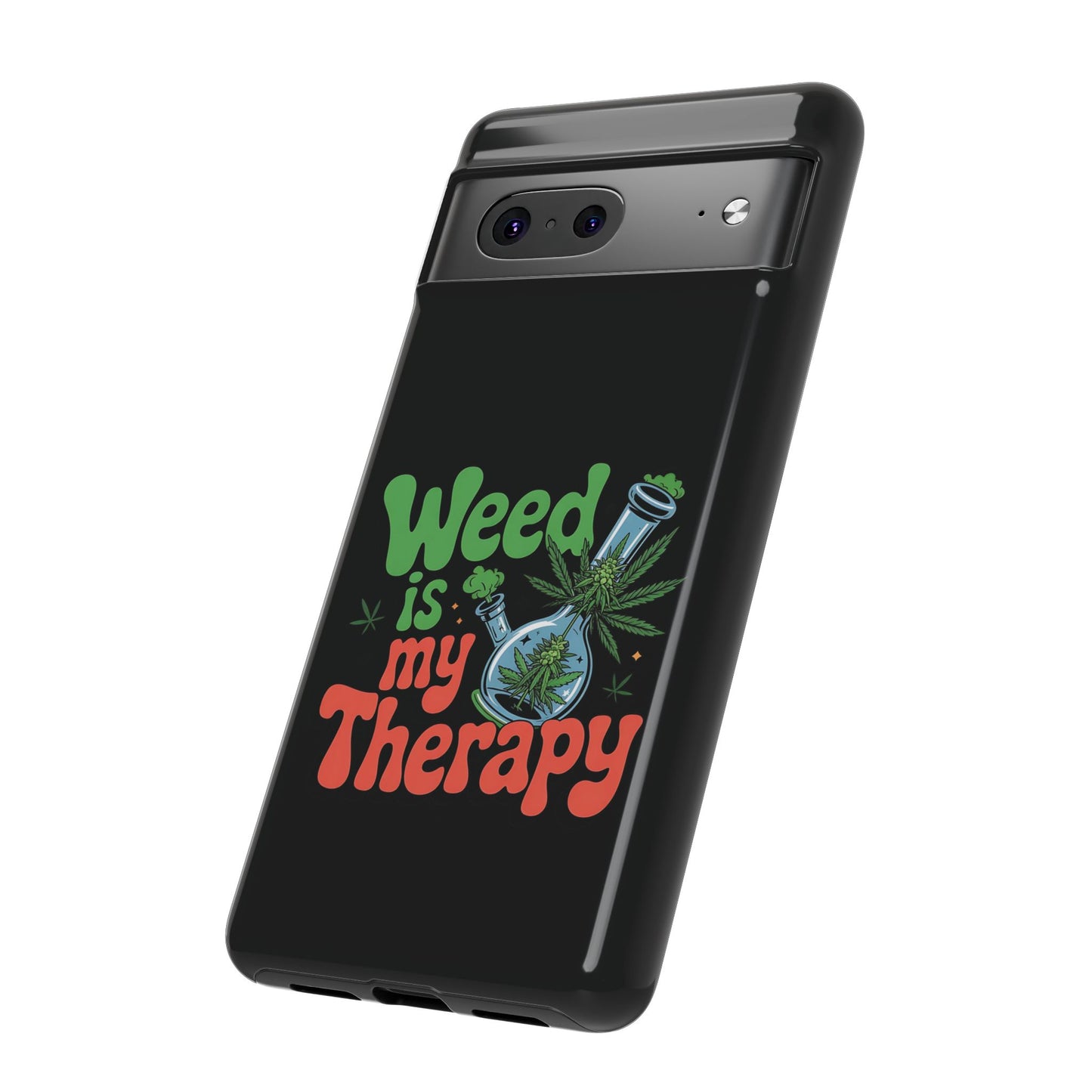 Phone Case — "Weed Is My Therapy" Retro Cannabis Design