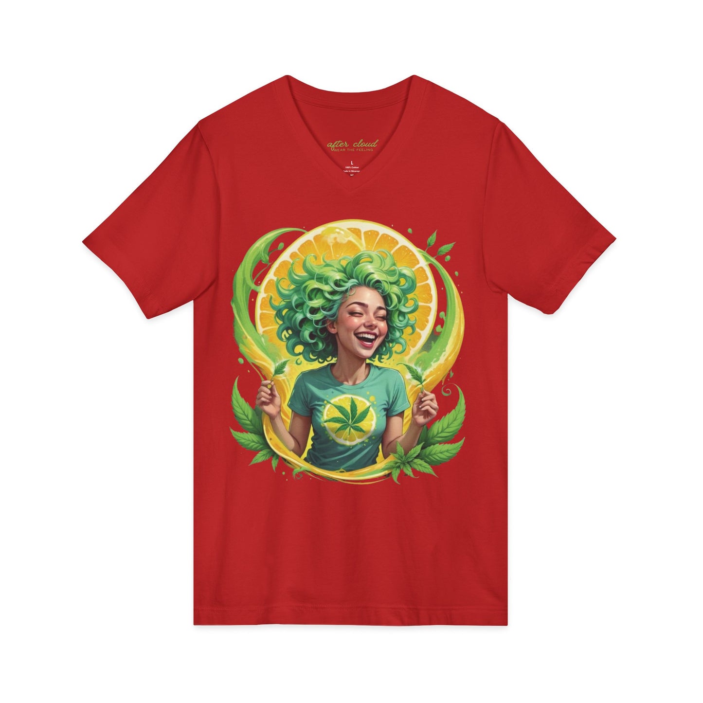 Girl Gone Herbal V‑Neck Tee — Green Leaf Graphic Tee for Women, St. Patrick’s & 4/20 Celebration
