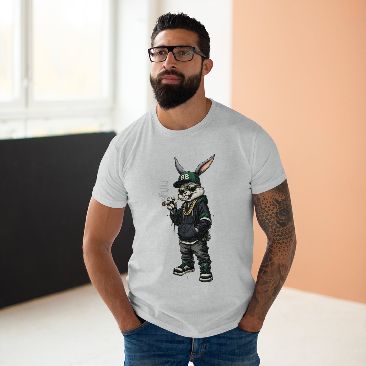 Streetwear Bunny Graphic T‑Shirt — Cool Hip Hop Rabbit Design