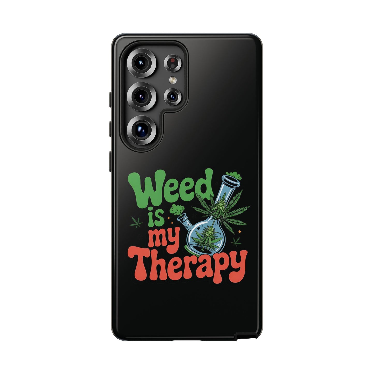 Phone Case — "Weed Is My Therapy" Retro Cannabis Design