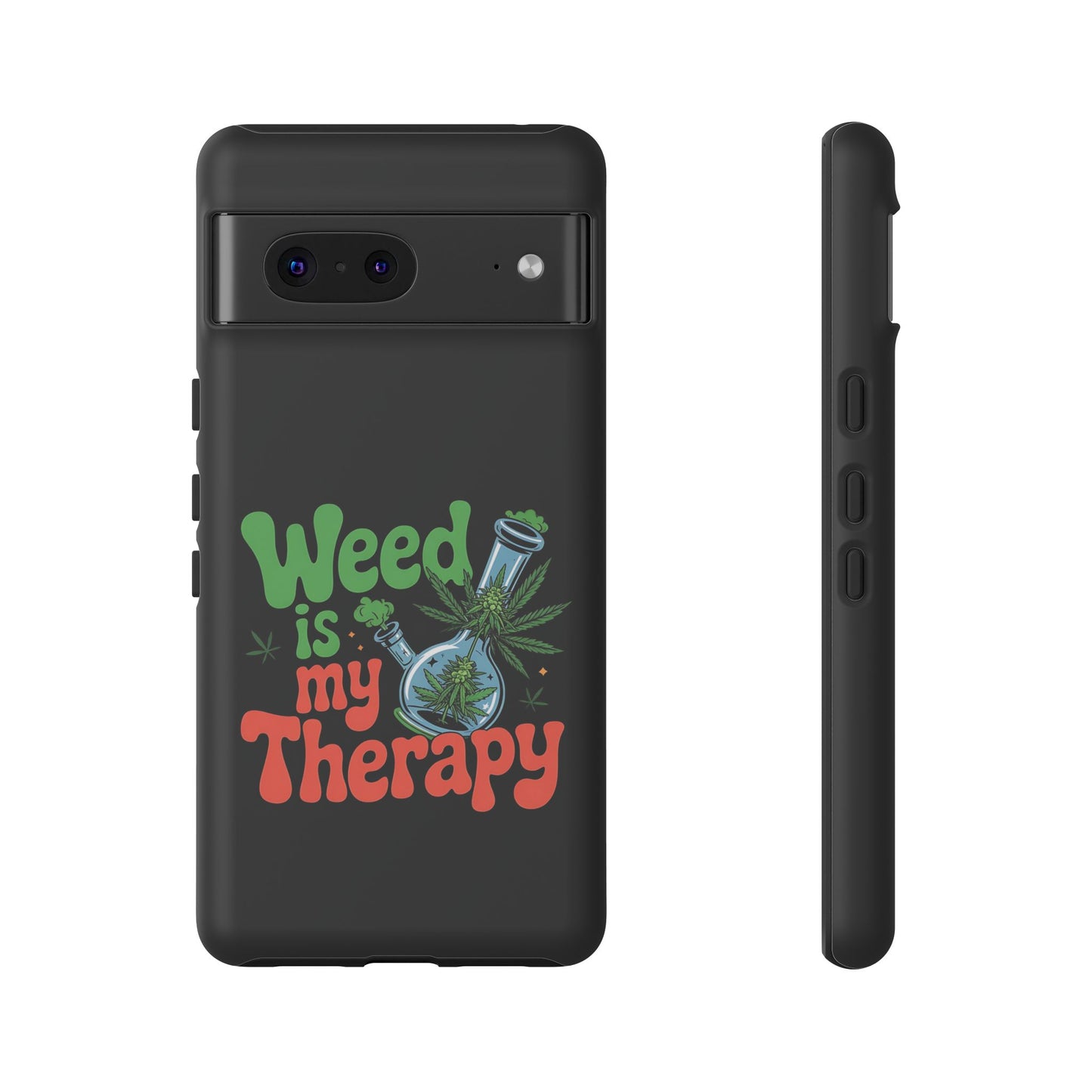 Phone Case — "Weed Is My Therapy" Retro Cannabis Design