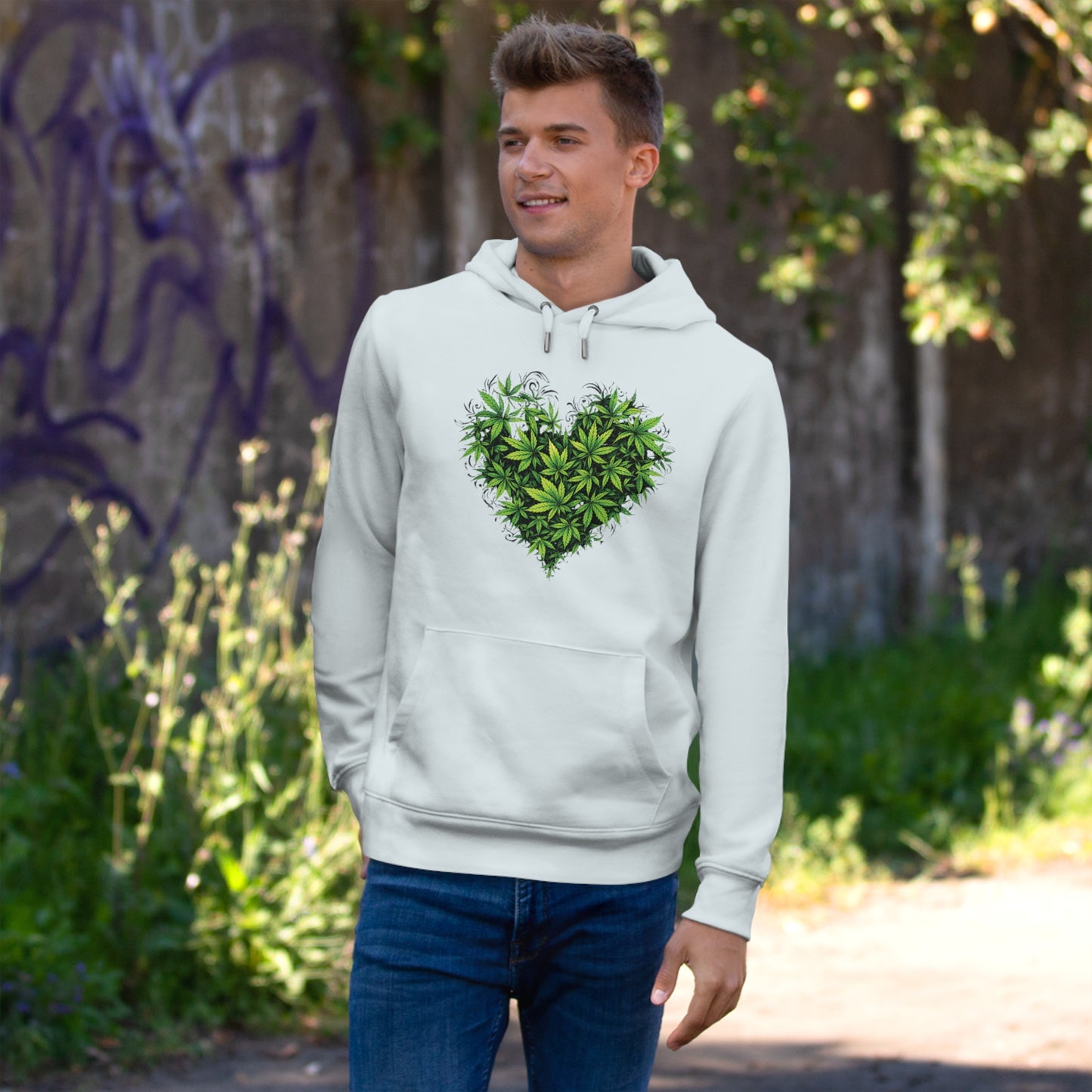Green Heart Hoodie — 'Take the High Road' Green Heart Leaf Hoodie