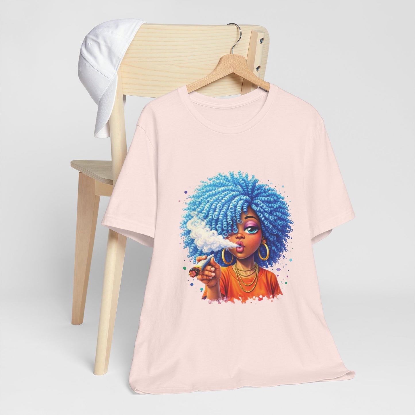 Afro Puff Vibes T-Shirt — Cool Blue Hair Graphic Tee