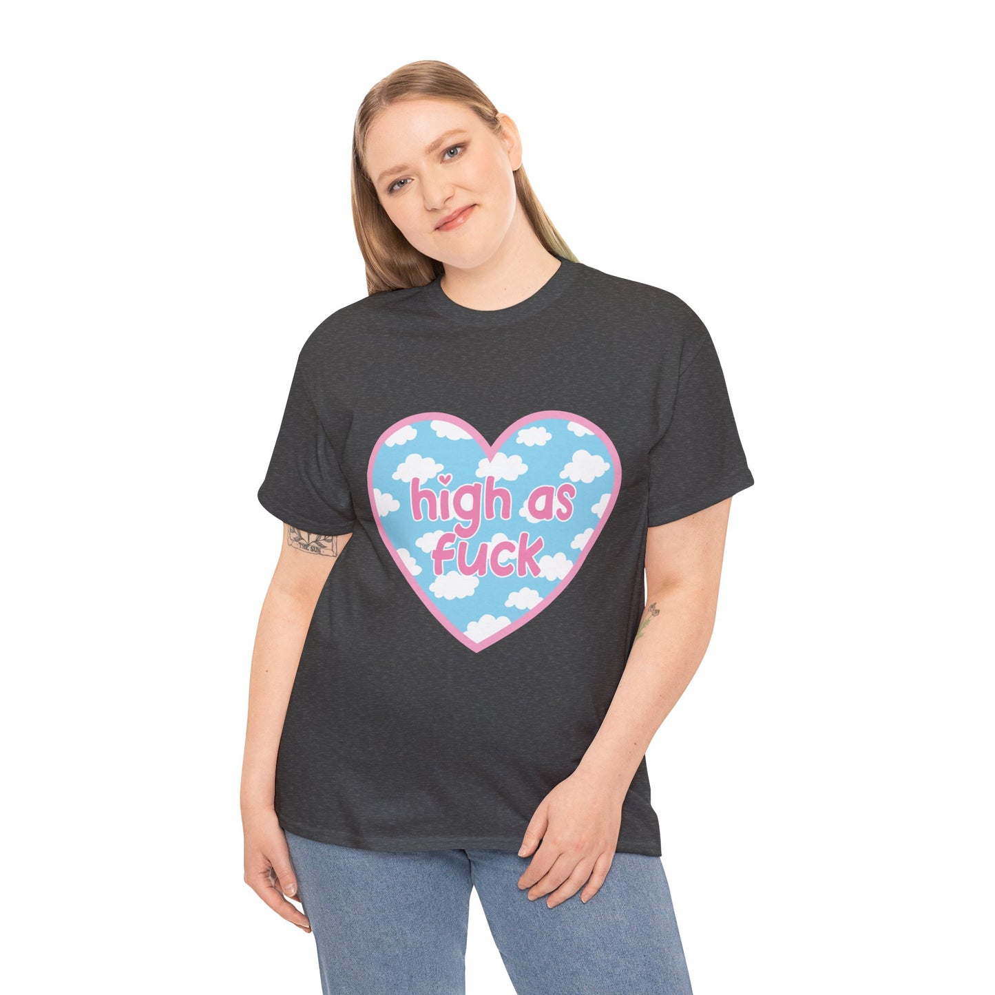 High as F*** Heart Tee — Cute Pastel Cloud Graphic T-Shirt