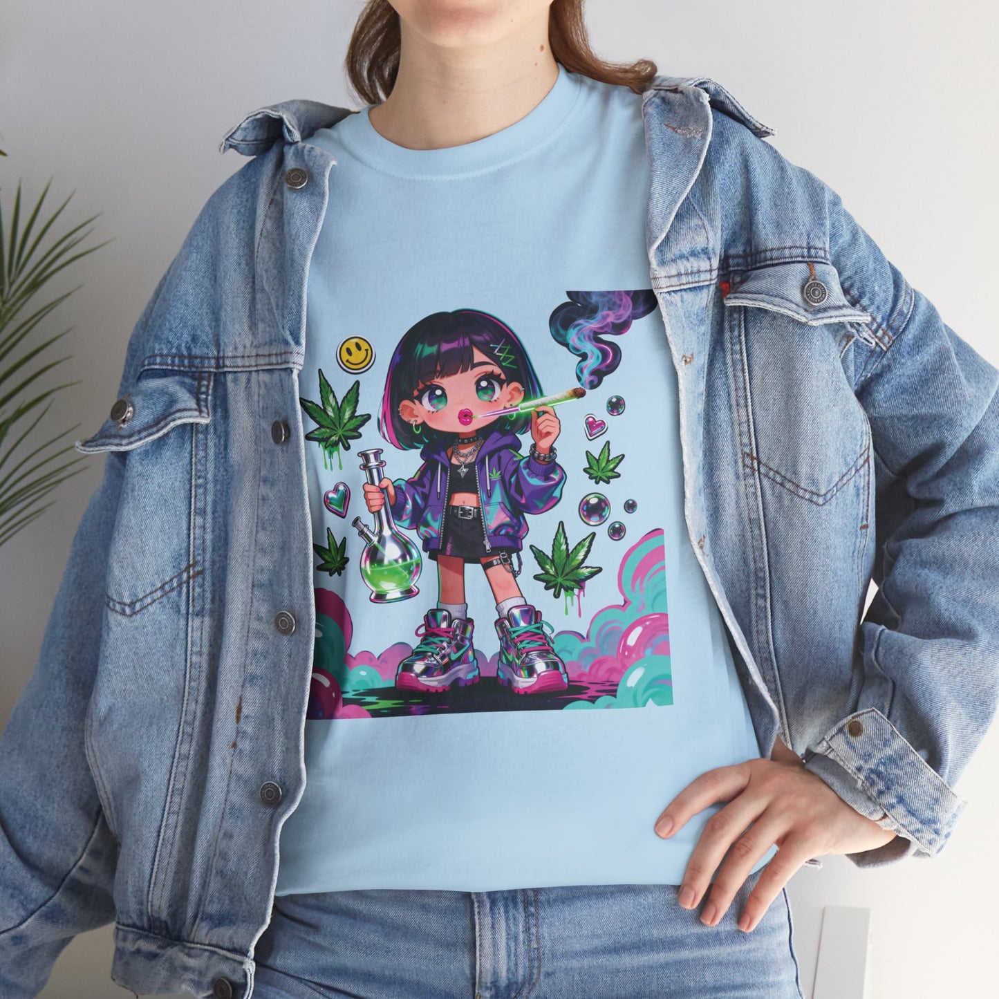 Graphic Tee — Cute Grunge Girl with 420 Art (Kawaii Stoner Aesthetic)