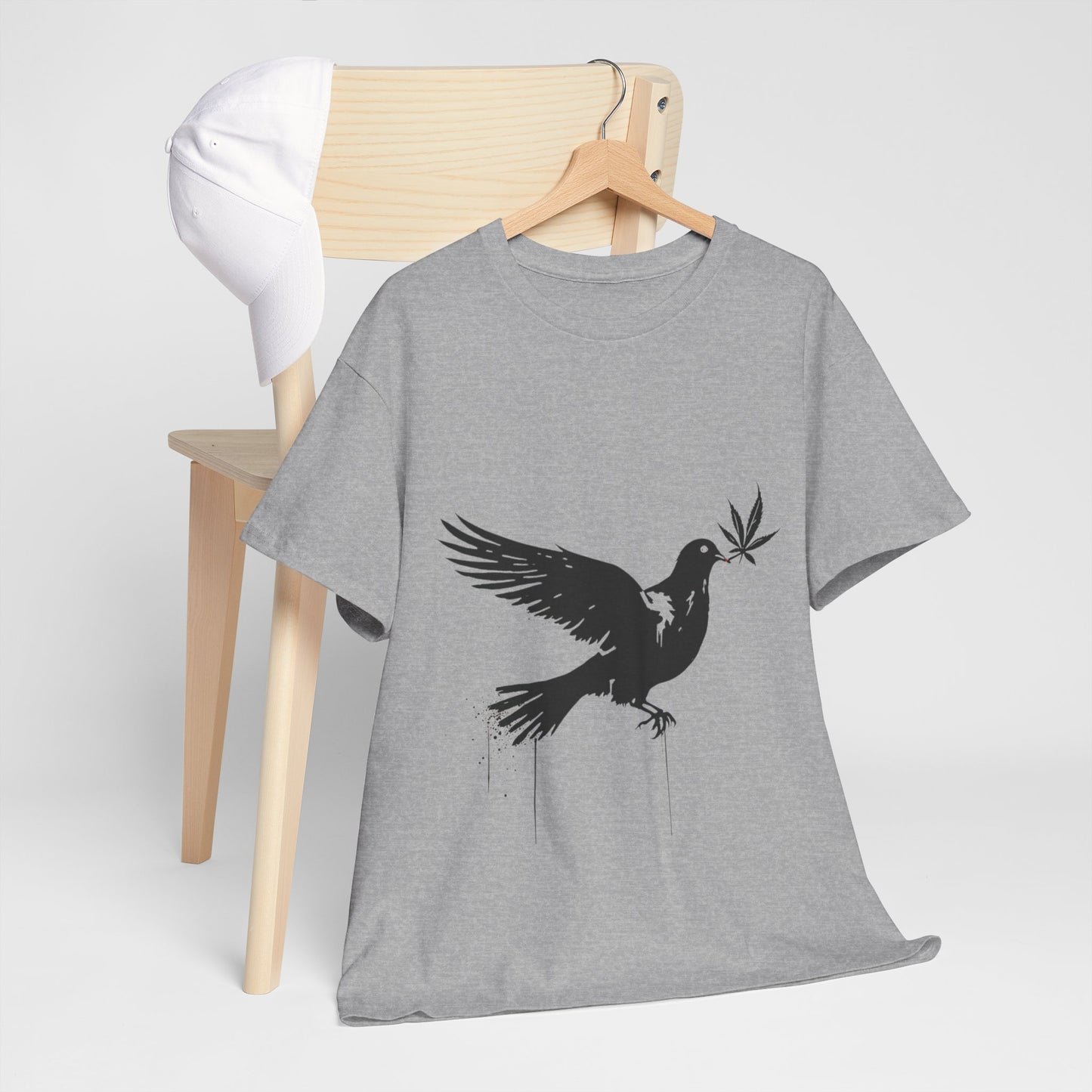 Dove with Weed Leaf Tee — Peace Dove Graphic T-Shirt