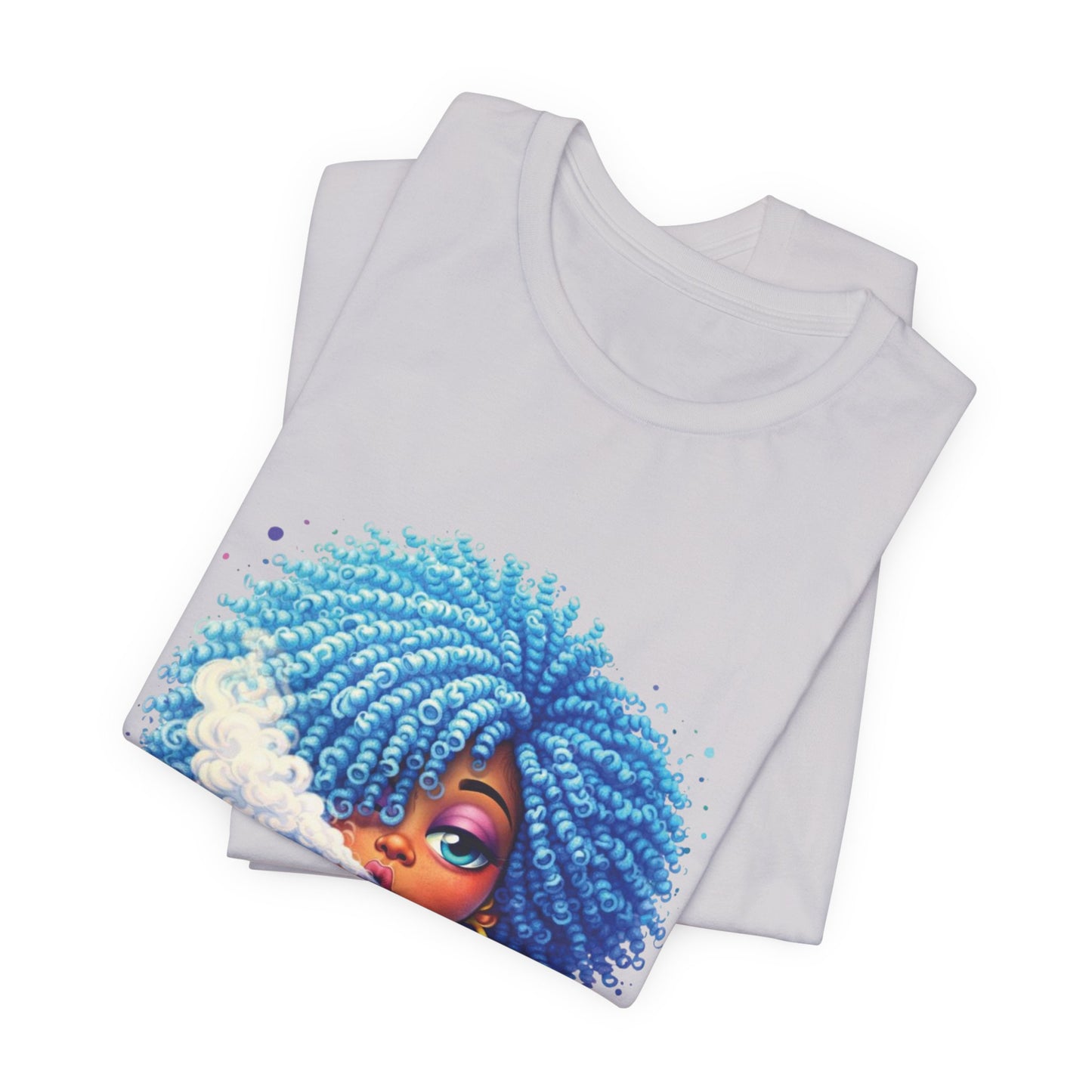 Afro Puff Vibes T-Shirt — Cool Blue Hair Graphic Tee