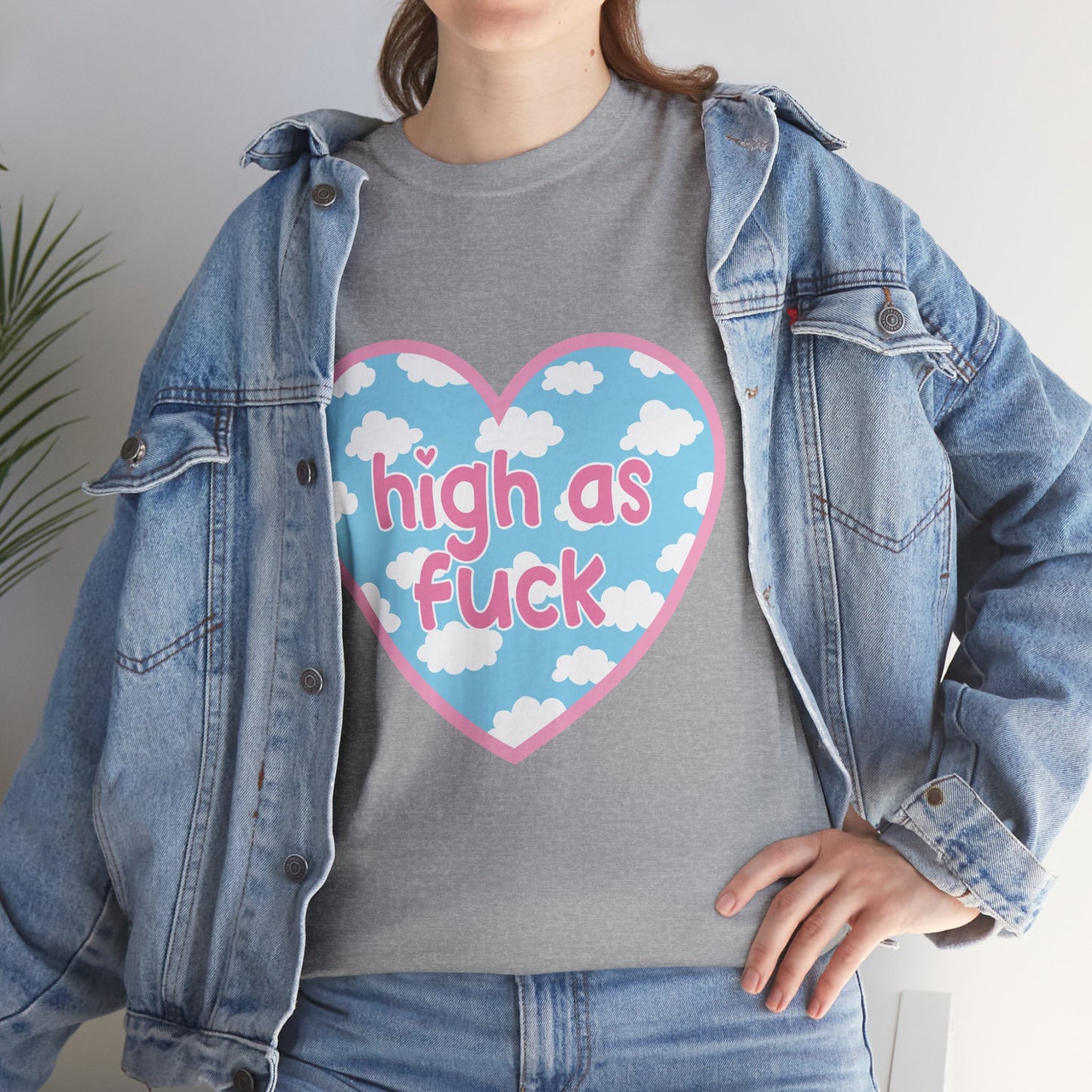 High as F*** Heart Tee — Cute Pastel Cloud Graphic T-Shirt