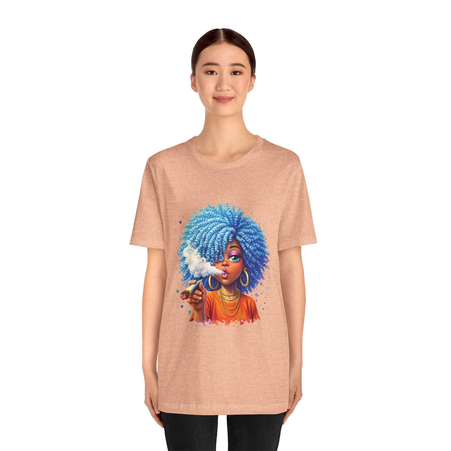 Afro Puff Vibes T-Shirt — Cool Blue Hair Graphic Tee