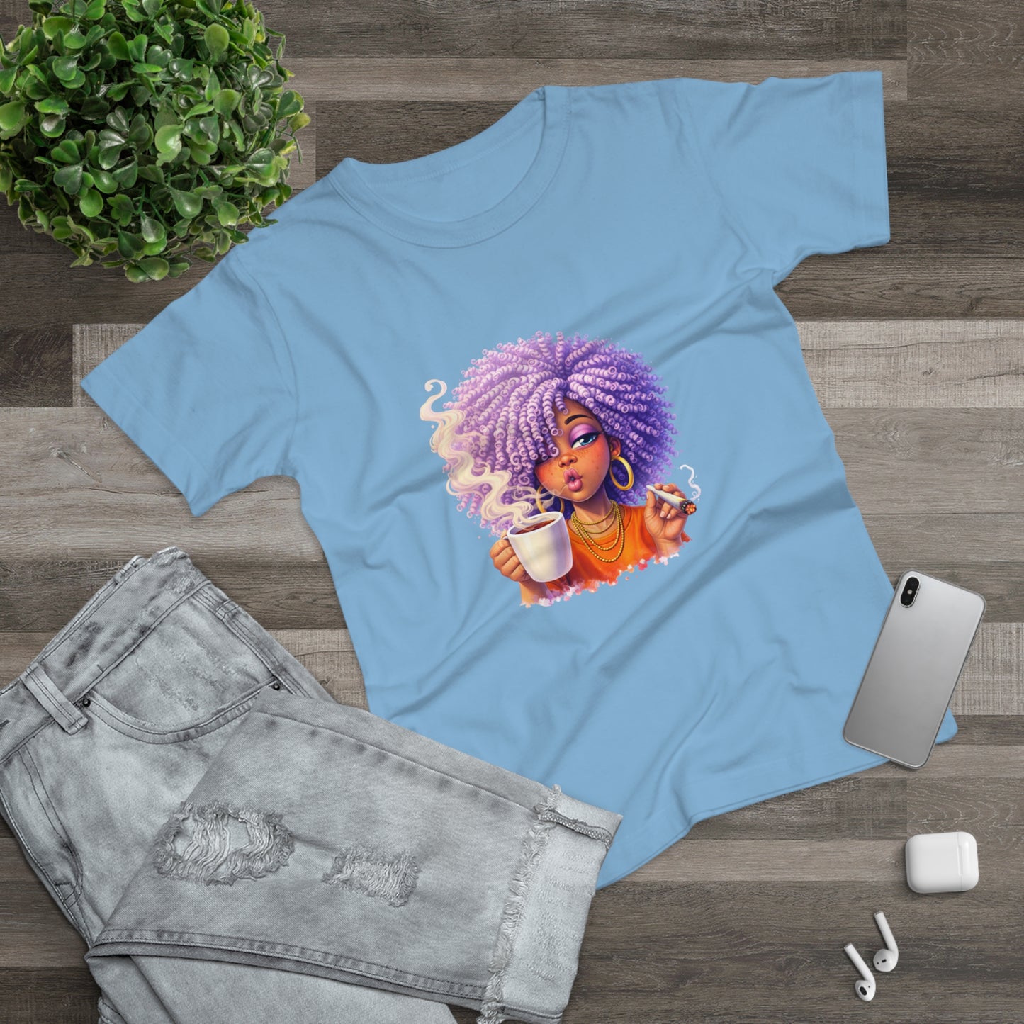 Women's T-Shirt — Afro Puff Coffee Girl Graphic Tee