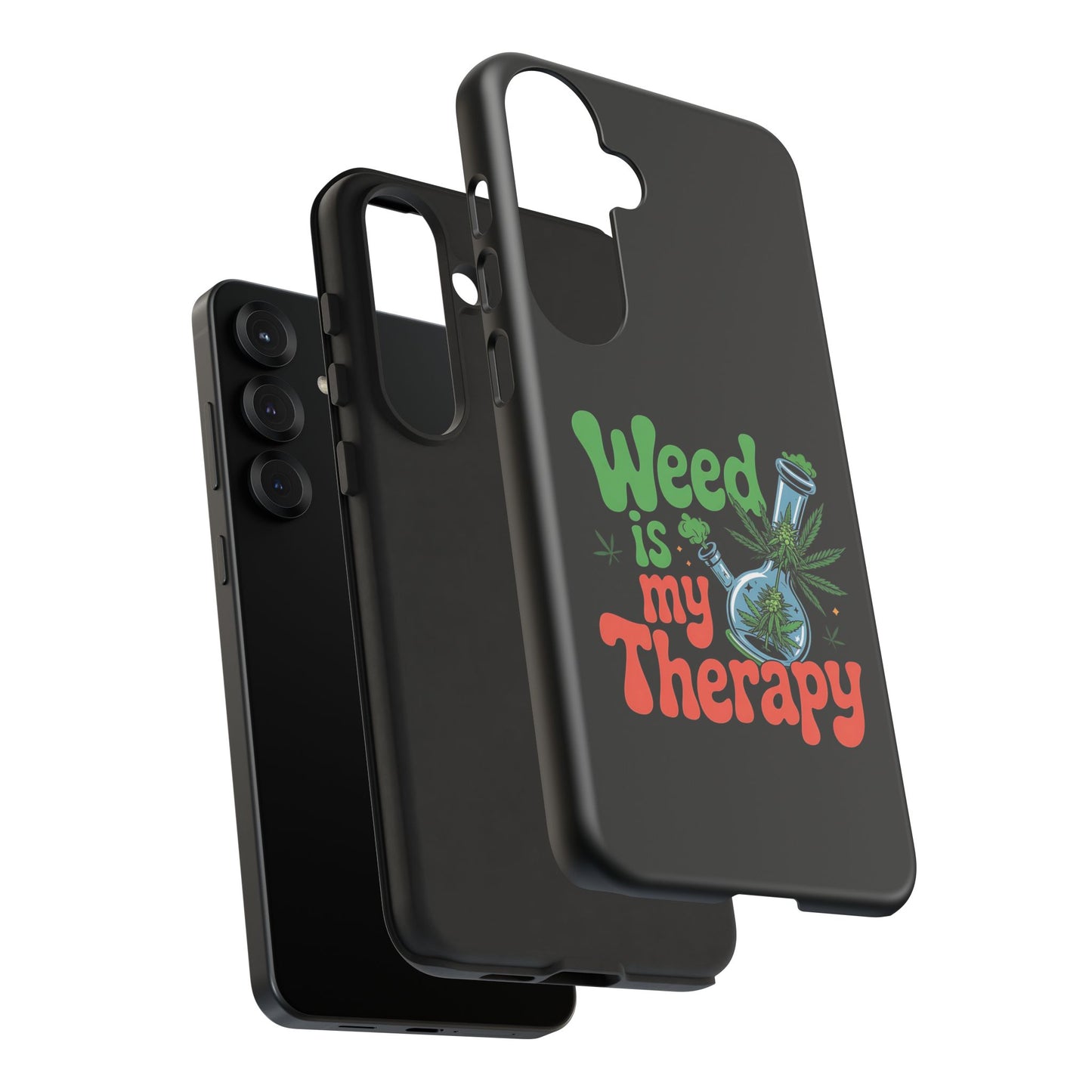 Phone Case — "Weed Is My Therapy" Retro Cannabis Design