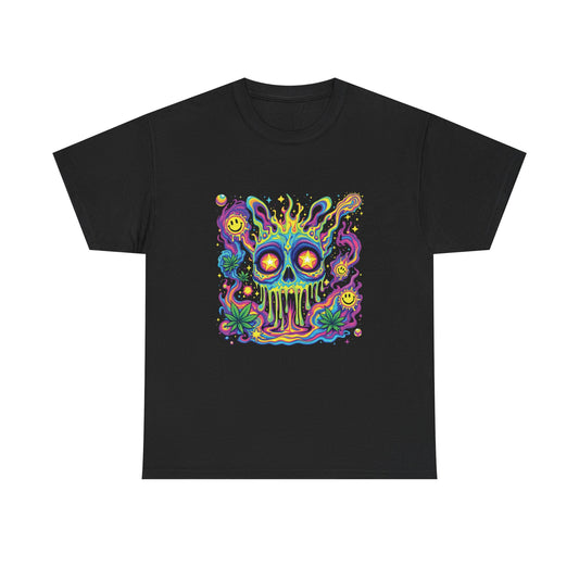 Psychedelic Skull T‑Shirt — Neon Trippy Horror Graphic Tee