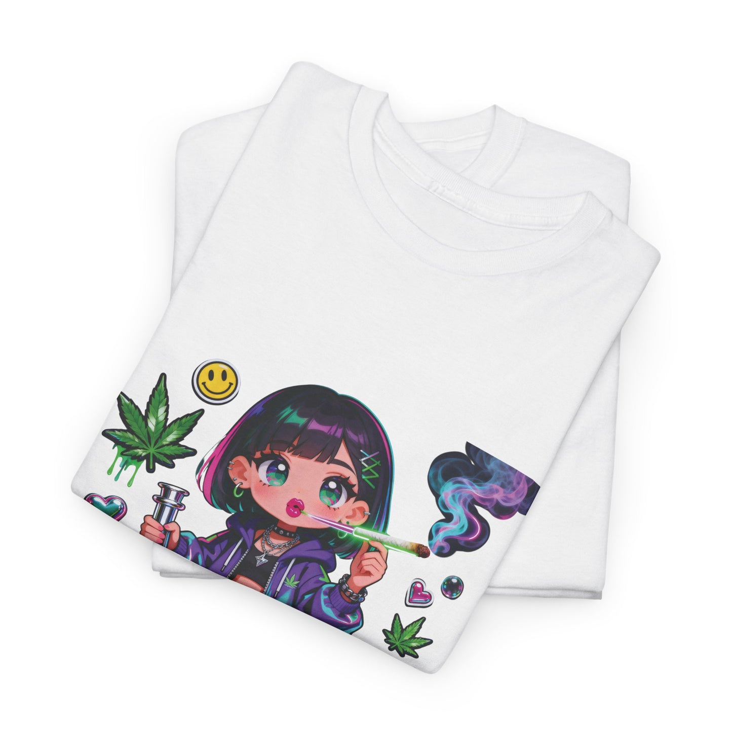Graphic Tee — Cute Grunge Girl with 420 Art (Kawaii Stoner Aesthetic)