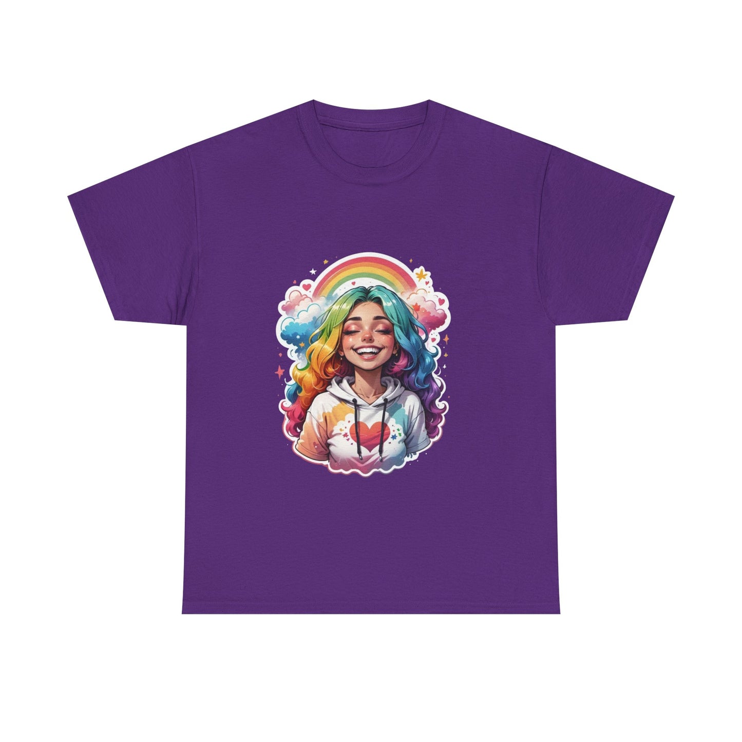 Rainbow Girl T-Shirt — Colorful Smiling Portrait Tee