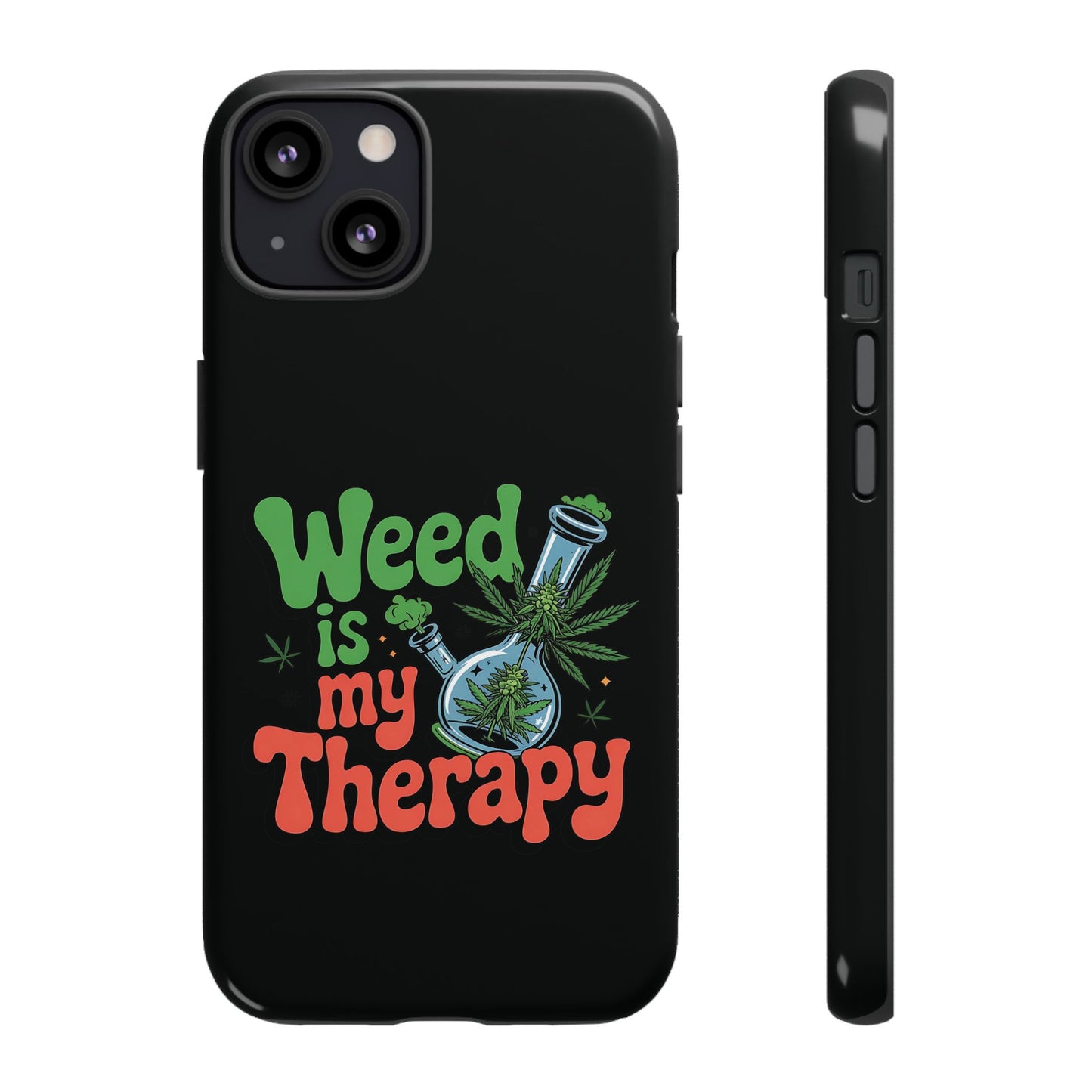 Phone Case — "Weed Is My Therapy" Retro Cannabis Design